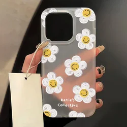 Cute Sunflowers Daisy Phone Case For iPhone 14 15 13 17 Pro Max 12 11 11Pro Max 16 Plus Cases Aesthetics Painted Silicone Cover