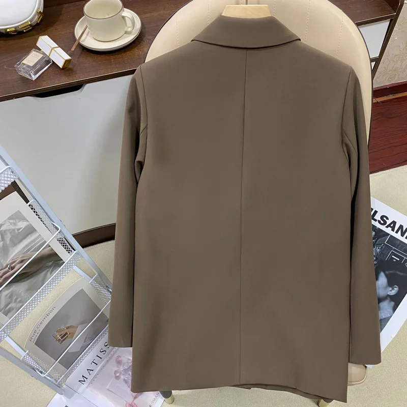 Casaco longo mulher blazer feminino de duas camadas praia barra resistente ao desgaste treliça estiramento camada frente popular sazonal macio jovem