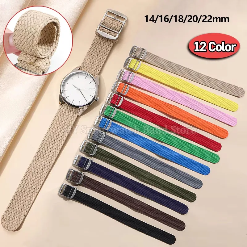 Bracelets de montre en nylon tressé 14mm 16mm 18mm 20mm 22mm pour Omega, Seiko, Perlon – Bracelet universel pour hommes et femmes, remplacement de bracelet de poignet