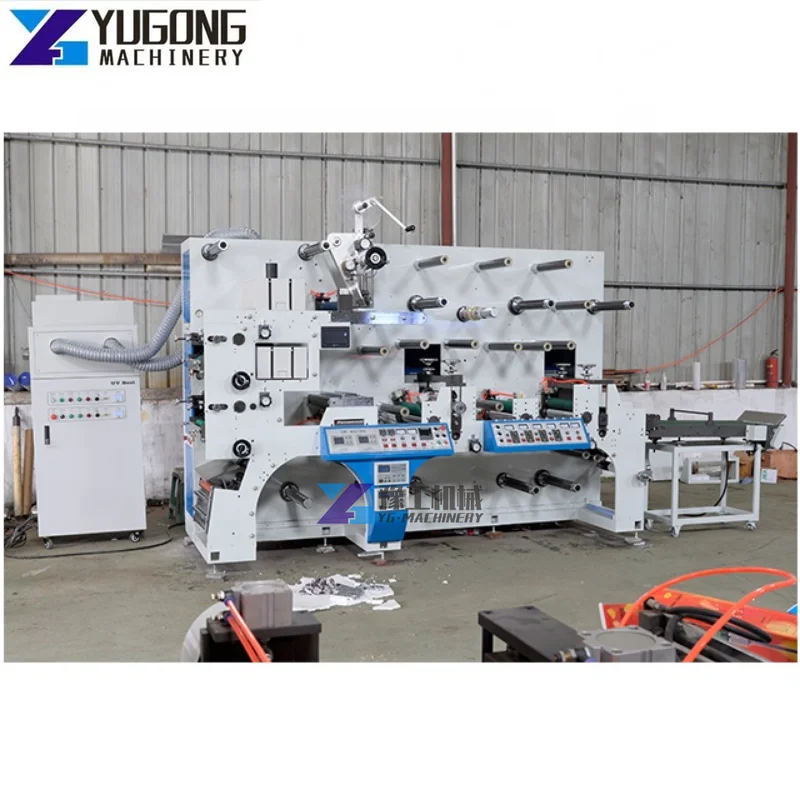 Two Color Flexo Printing Die Cutting Machine with Labeling and Cold Stamping Tea Paper Cup Roll Flexo Printing Machine