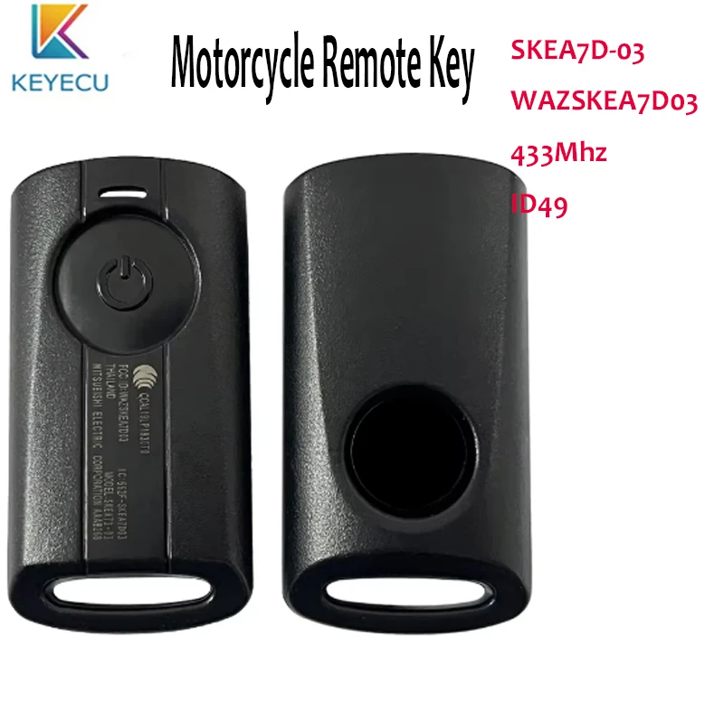 KEYECU Motorcycle Smart Remote key Fob for Yamaha NMAX AEROX S V1 V2 XMAX SNIPER 155 SKEA7D-03 WAZSKEA7D03 433.92MHz ID49 Chip