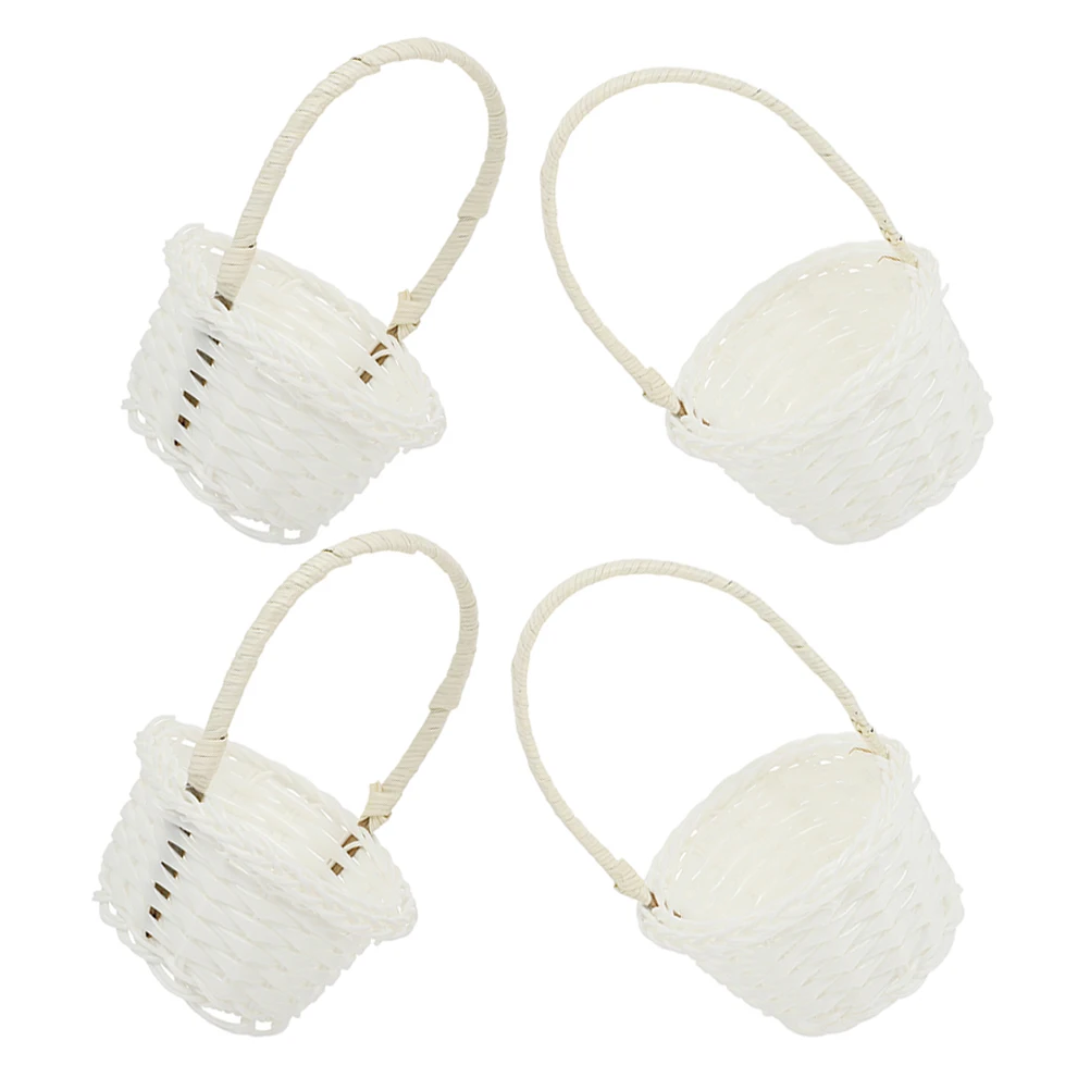 

4pcs Children's Picking Baskets Mini Portable Small Flower Girl Toy Storage Organizer Plastic Fruit Vegetable Garden Play