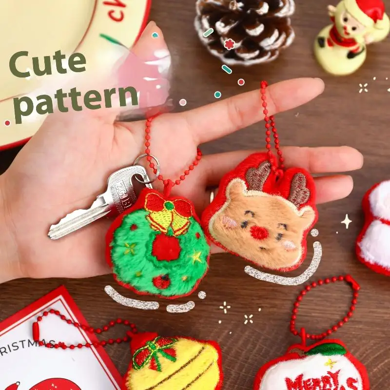 Cartoon Christmas Plush Keychain Cute Kawaii Snowman Santa Claus Stuffed Doll Toys Backpack Pendant Ornament Accessories Gifts