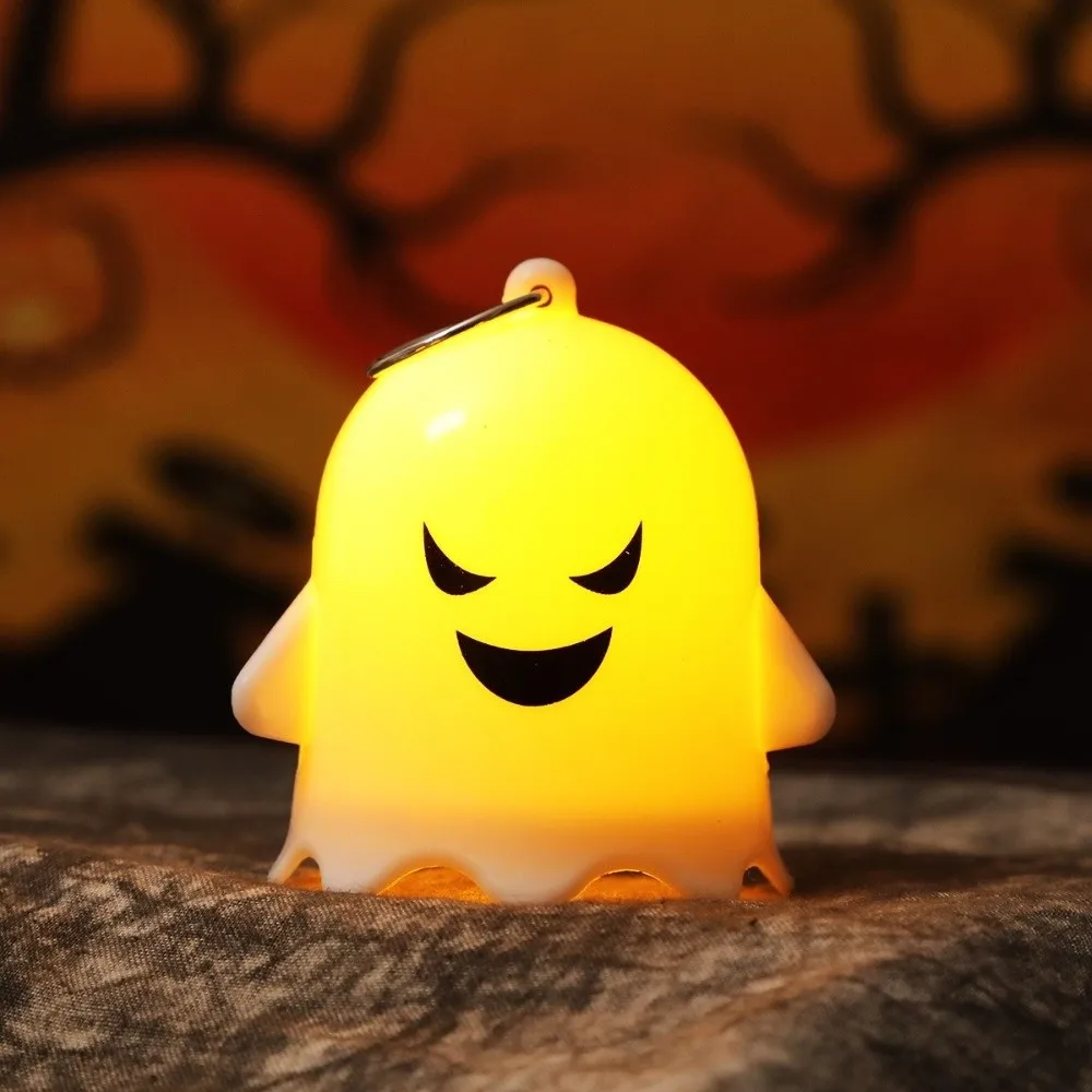 6 قطعة Kawaii هالوين مضيئة شبح المفاتيح LED معلقة شبح قلادة مضيئة حزب شبح ضوء الهدايا كيرينغ