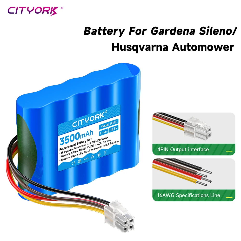 CITYORK 18.5V 3500mAh Battery For Gardena Sileno R100Li R130Li R160Li Serie Automower 315 Modell 2015 Automower 315X Modell 2018