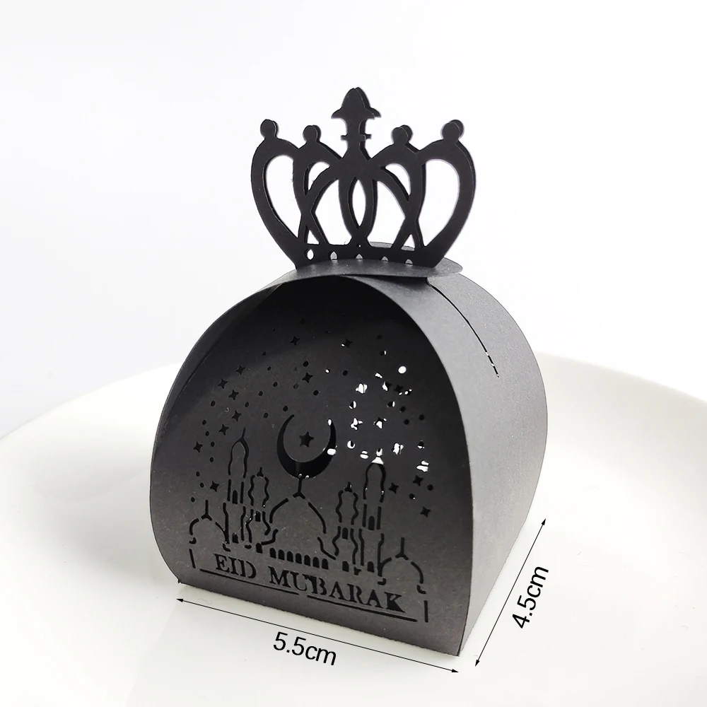 10 Stuks Eid Mubarak Dozen Snoep Uitgeholde Geschenkdoos Goud Wit Zwart Ramadan Islamitische Moslim Voor Eid Al-Fitr Party Decor Supplies