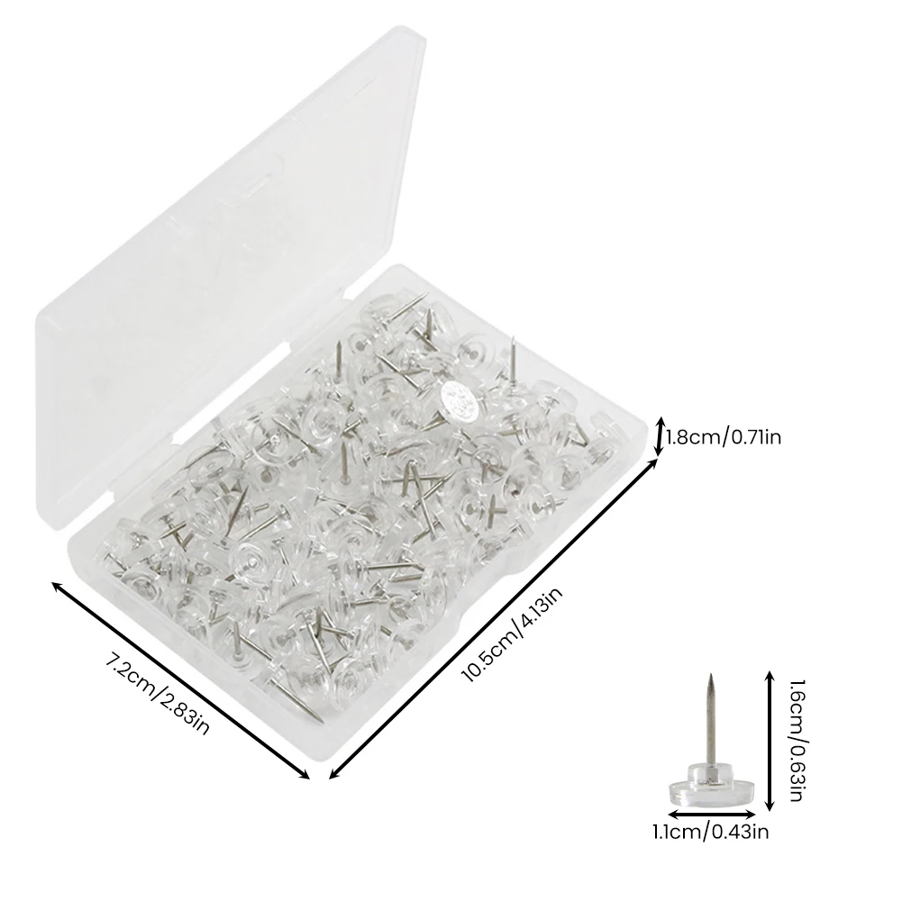 Caja de almacenamiento de suministros de encuadernación portátil para el hogar, oficina, escuela, reutilizable para pared, tachuela de pulgar, pasador de empuje, cabeza plana redonda Universal, 150 piezas
