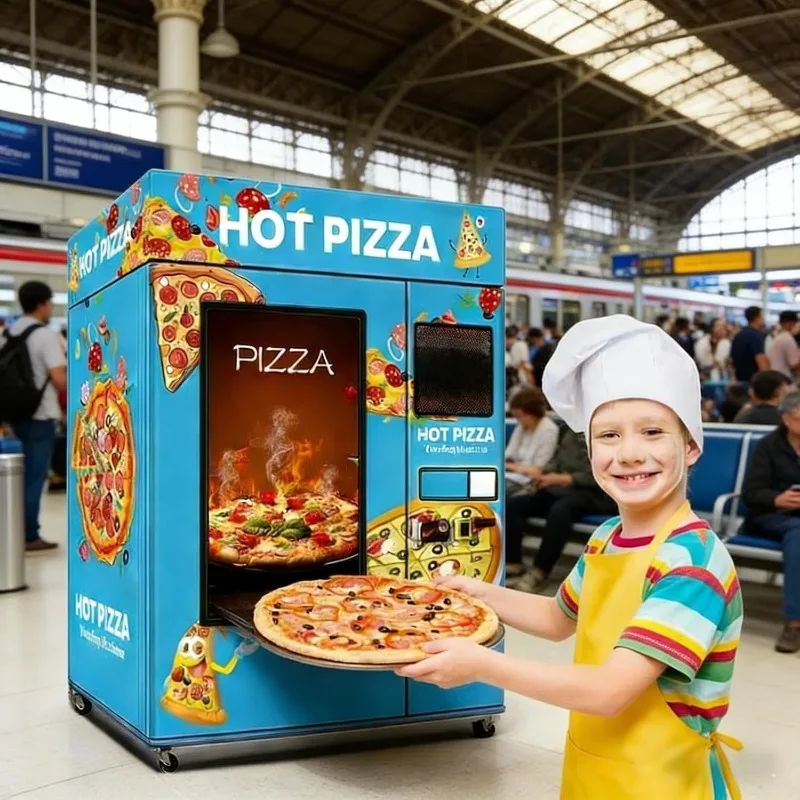 Commercial Pizza Vending Machine Automatic Pizza Maker Instant Bake Touch Screen Cashless Payment Food for Hotel Mall Airport