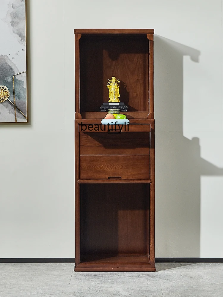 New Chinese Ebony Solid Wood Black Walnut Shrine Cabinet Three-layer Buddha Cabinet Household