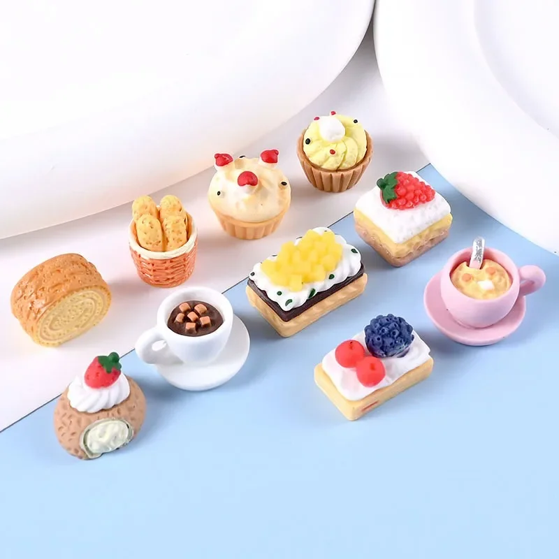 الإفطار الخبز البسكويت كريم الغراء المواد الراتنج مصغرة الصالحة للأكل لعب اللعب الملحقات الصغيرة اليدوية DIY الملحقات