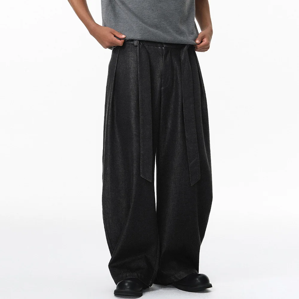 

Men's Japan Korean Streetwear Loose Casual Wide Leg Denim Cargo Pants Harem Trousers Cityboy Oversize Baggy Jeans Pant