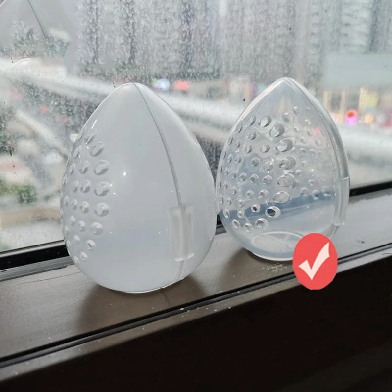 Sponge Storage Box Makeup Powder Puff Empty Egg Shaped Transparent Powder Puff Makeup Storage Box