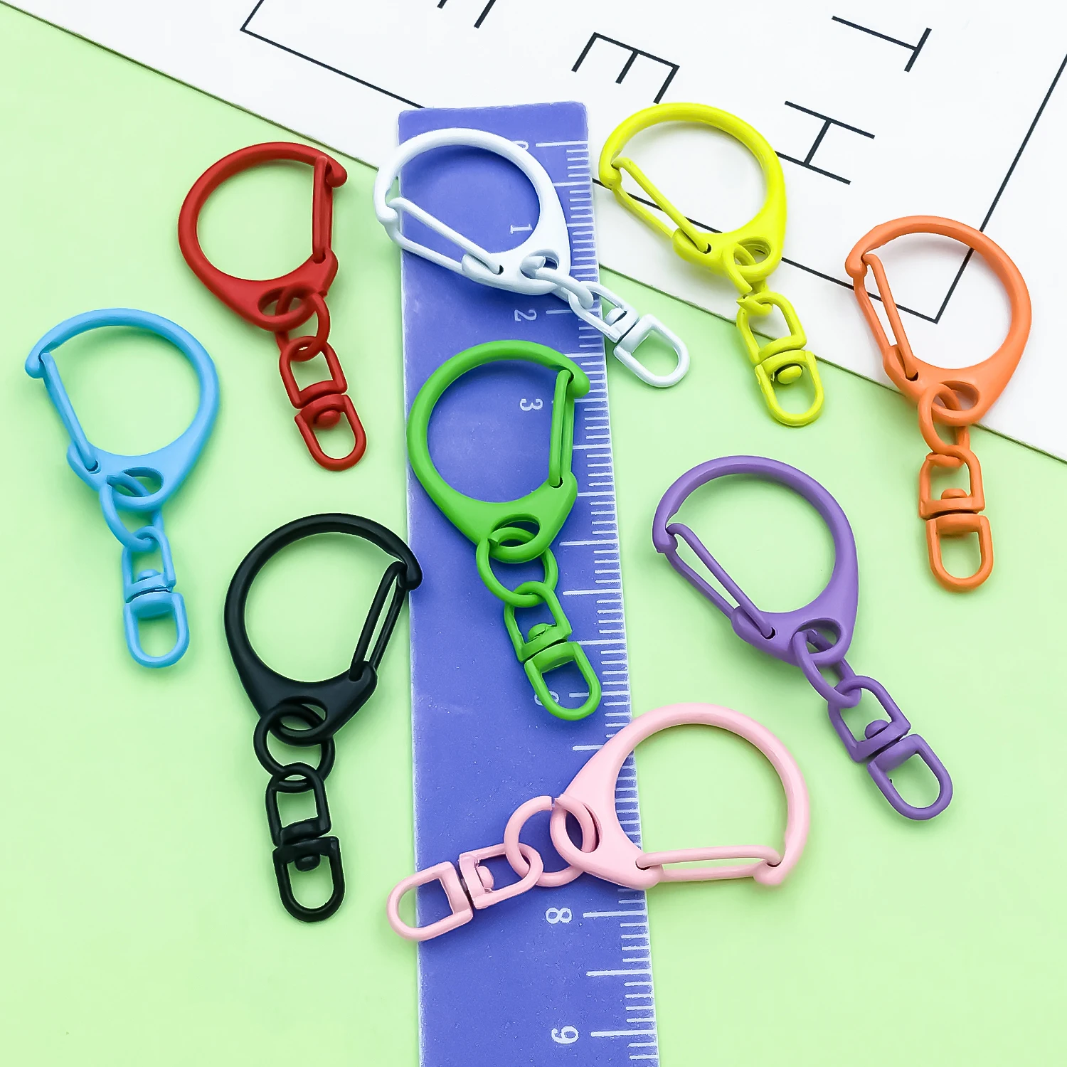 20pcs 18x41mm Alloy Colorful D-shaped Buckle With 8-shaped Keychain For DIY Key Ring Bag Decor DIY Jewelry Gift Accessories view 6