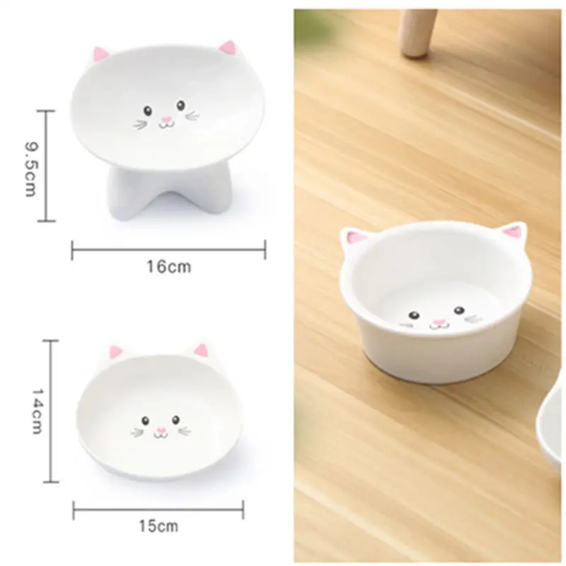 Fashion Pet Bowl Cartoon Pet Feeder High-foot Single Mouth Skidproof Ceramic Dog Cat Food Bowls Pets Drinking Feeding Container