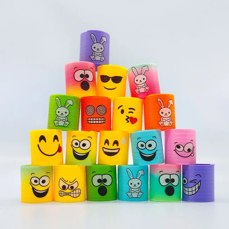 6/12/24 Uds círculo de arcoíris Kawaii bobina de resorte juguetes sensoriales niños recuerdos de fiesta de cumpleaños relleno de piñata juguetes flexibles y divertidos