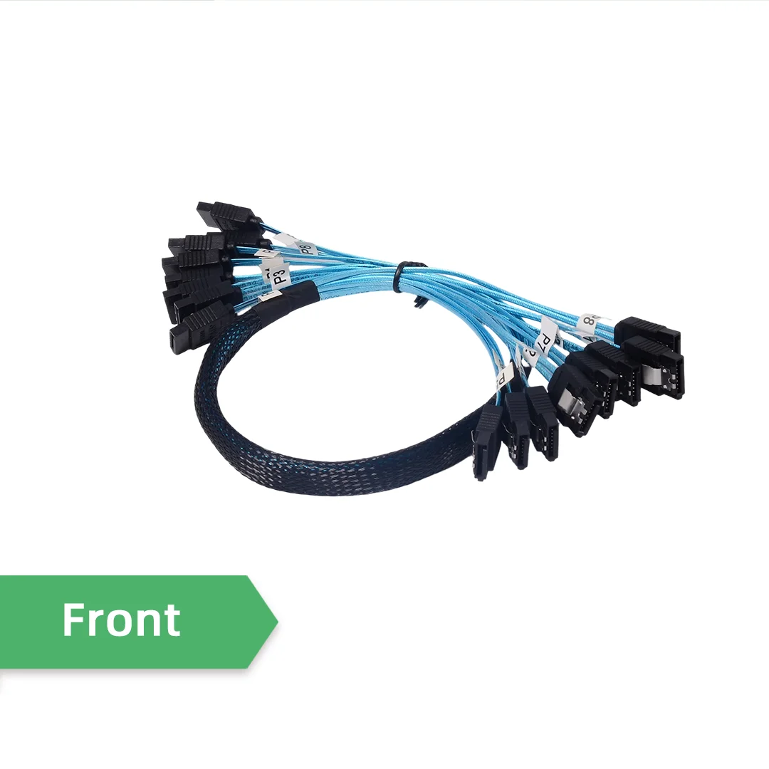 N24-8SATA 50CM 6 Straight Head  SATA 7P Pair SATA 7P SSD Solid State Drives with Ethernet Cable Connections 8SATA-8SATA