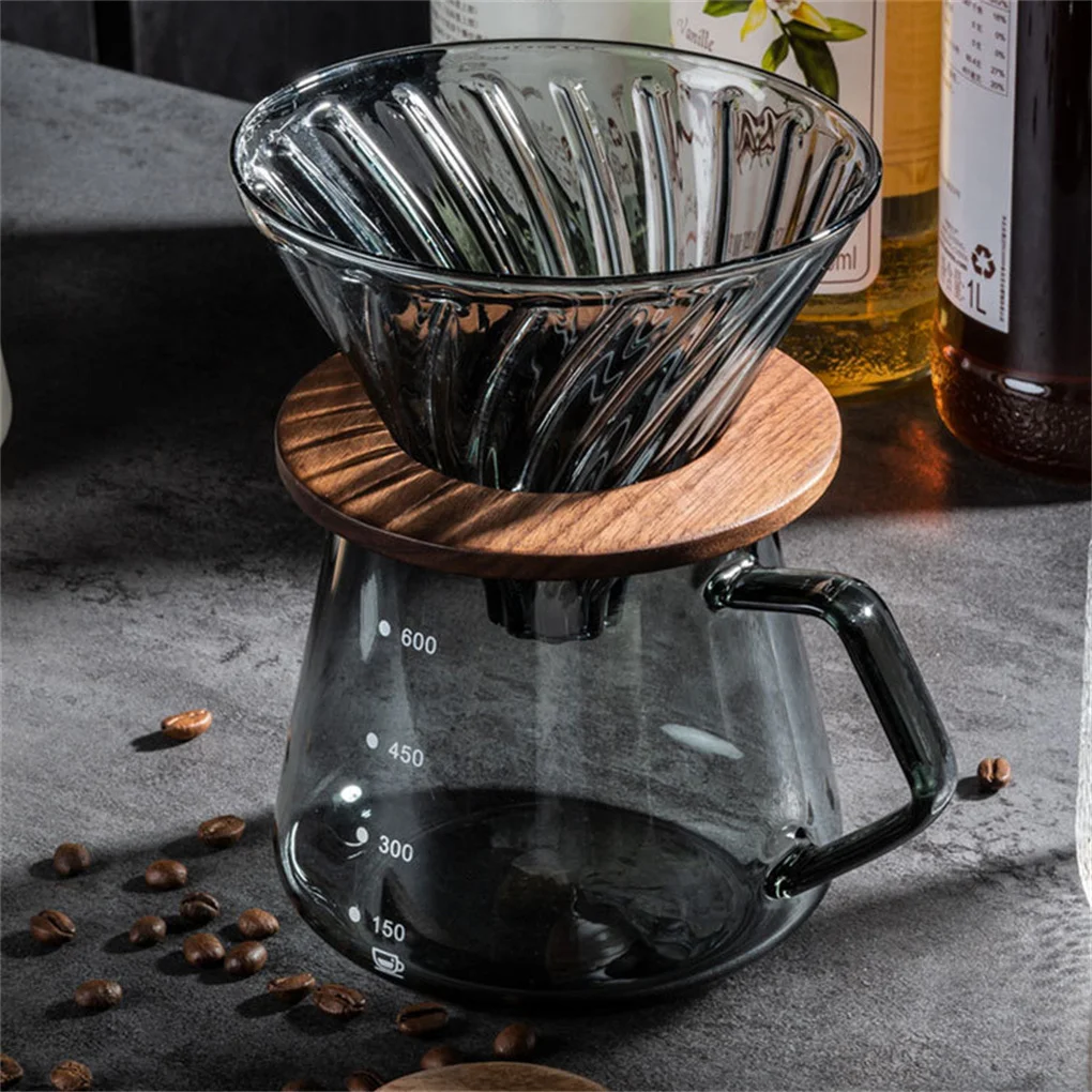 Glass Coffee Server 600ml Reusable Iced Tea Beverage Pour Over Brewing Dripper Home Camp Pot Drinkware Supplies