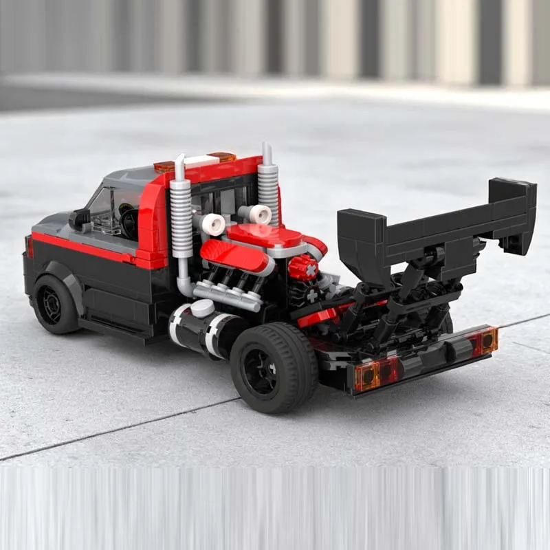 

394PCS Speed Hypercar Model MOC Building Bricks Truck Transporter Modular Technology Gifts Holiday Assemble Children Toys Suit