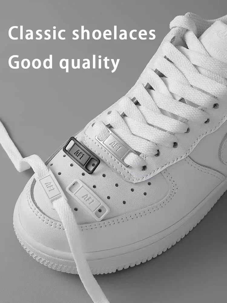 

Classics Black White Flat Shoe Laces and Shoe Decoration for AF1 Metal Buckle Shoelaces Suit Sneaker Shoelace Shoes Accessories