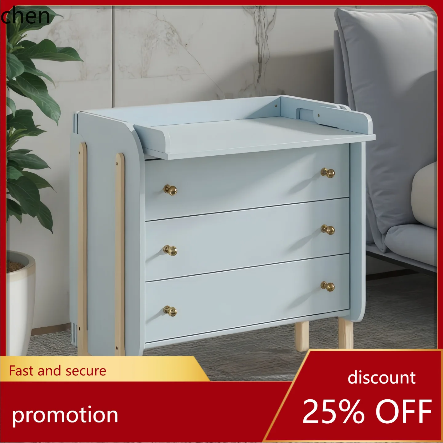 

HT New Luxury Lacquered Solid Wood Chest of Drawers Modern Simple Storage Organizer Bedside Cabinet