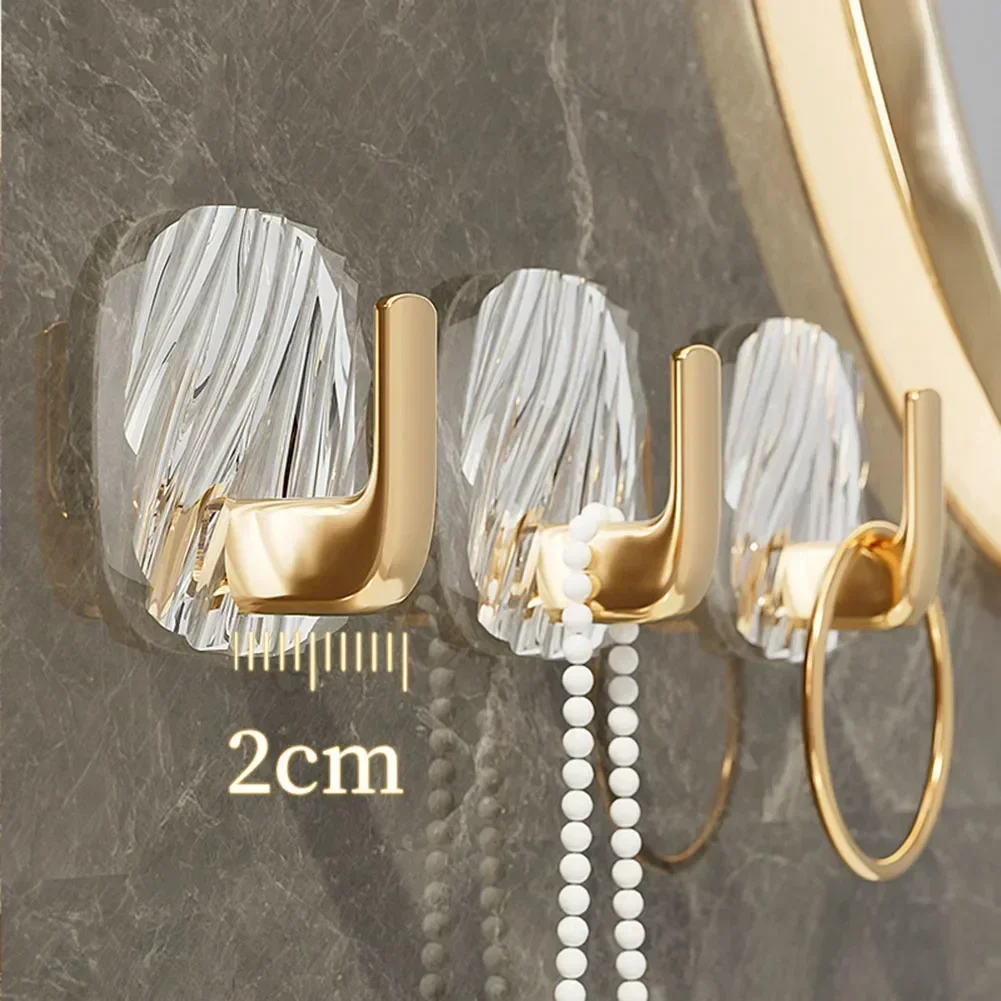 4PCS Acrylic Hanging Hooks For Wall Hanging Hook Bathroom Luxury Adhesive Waterproof Holder Hook Towel Holder Acrylic Organaizer