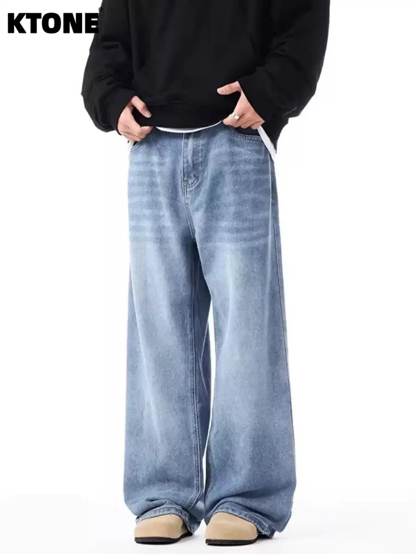 

Trendy Blue Baggy Jeans For Man Y2K Drip Style Original Streetwear Denim No accessories or belts included