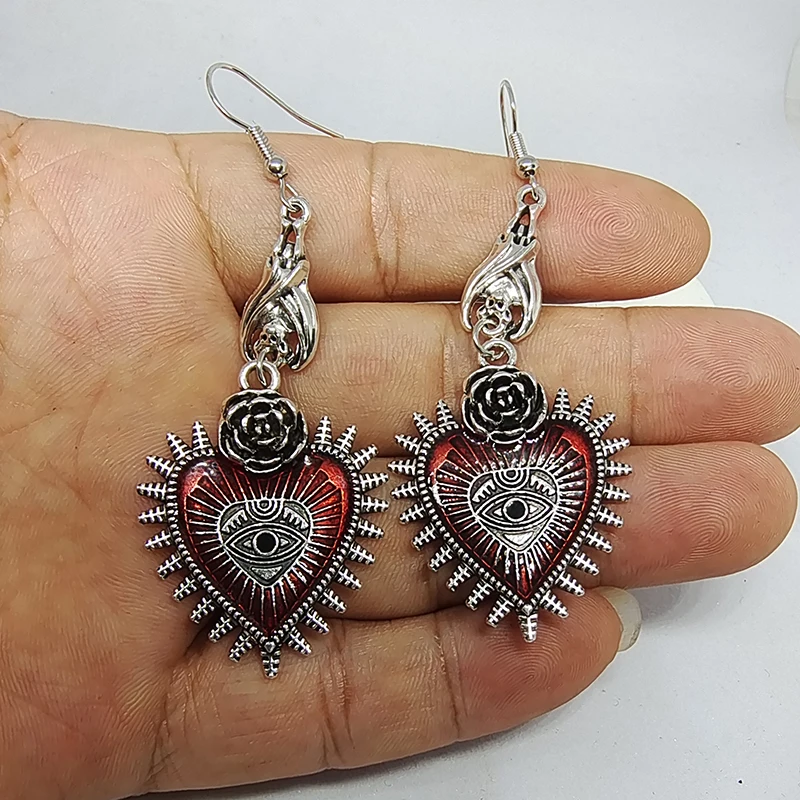 Окультные-темные-готические-серьги-капли-ювелирные-изделия-кровь-роза-сердце-масло-летучая-мышь-готические-серьги-для-женщин-висячие-длинные-серьги-в-стиле-ретро-эстетические