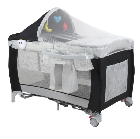 Multifunctional Baby Crib Foldable Mosquito Net Bed with Movable Diaper Changing Table Babi Game Bed