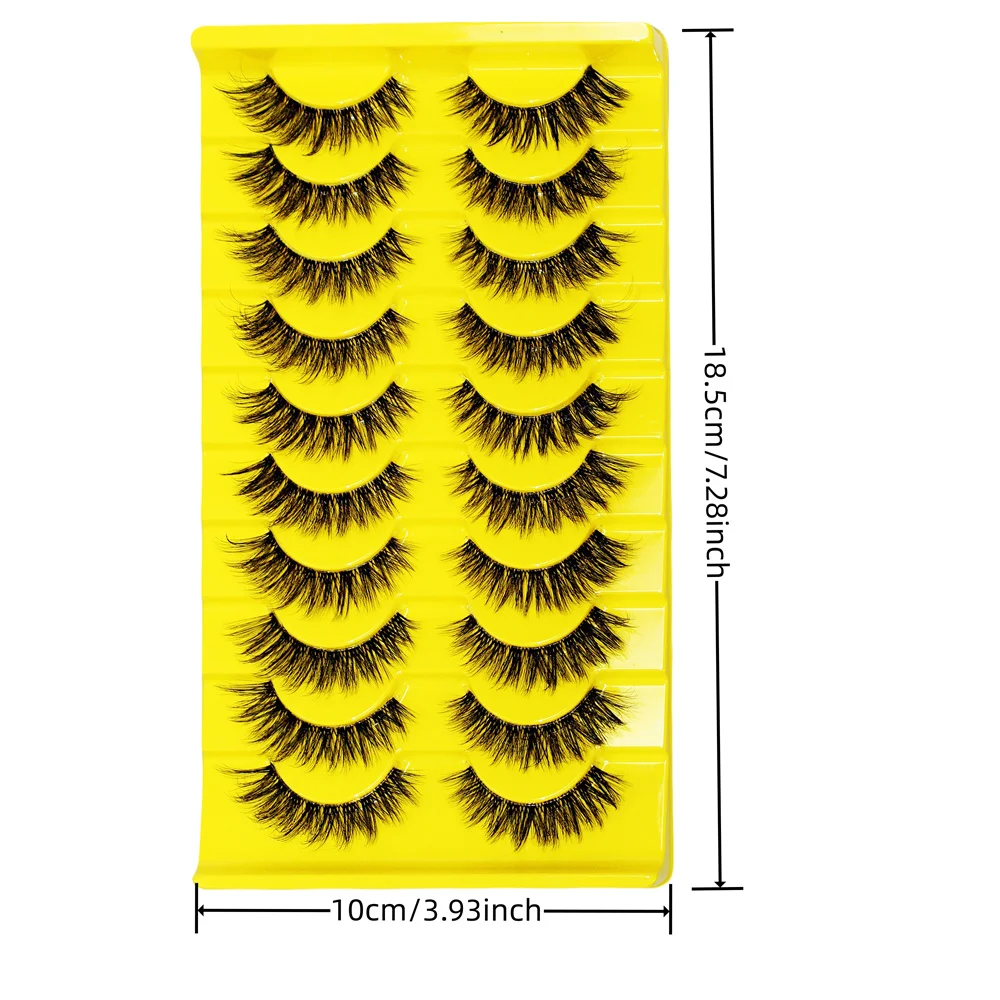 Cílios postiços hipoalergênicos Dd Curl, volume eslavo, tira cheia com grande curva 3D, maquiagem para olhos dramáticos, grossa, 10 pares