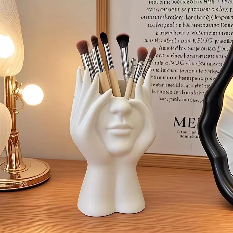

Stylish Human Body Art Design Office Desktop Multifunctional Organizer - Pen Holder & Makeup Brush Holder for Home Decoration