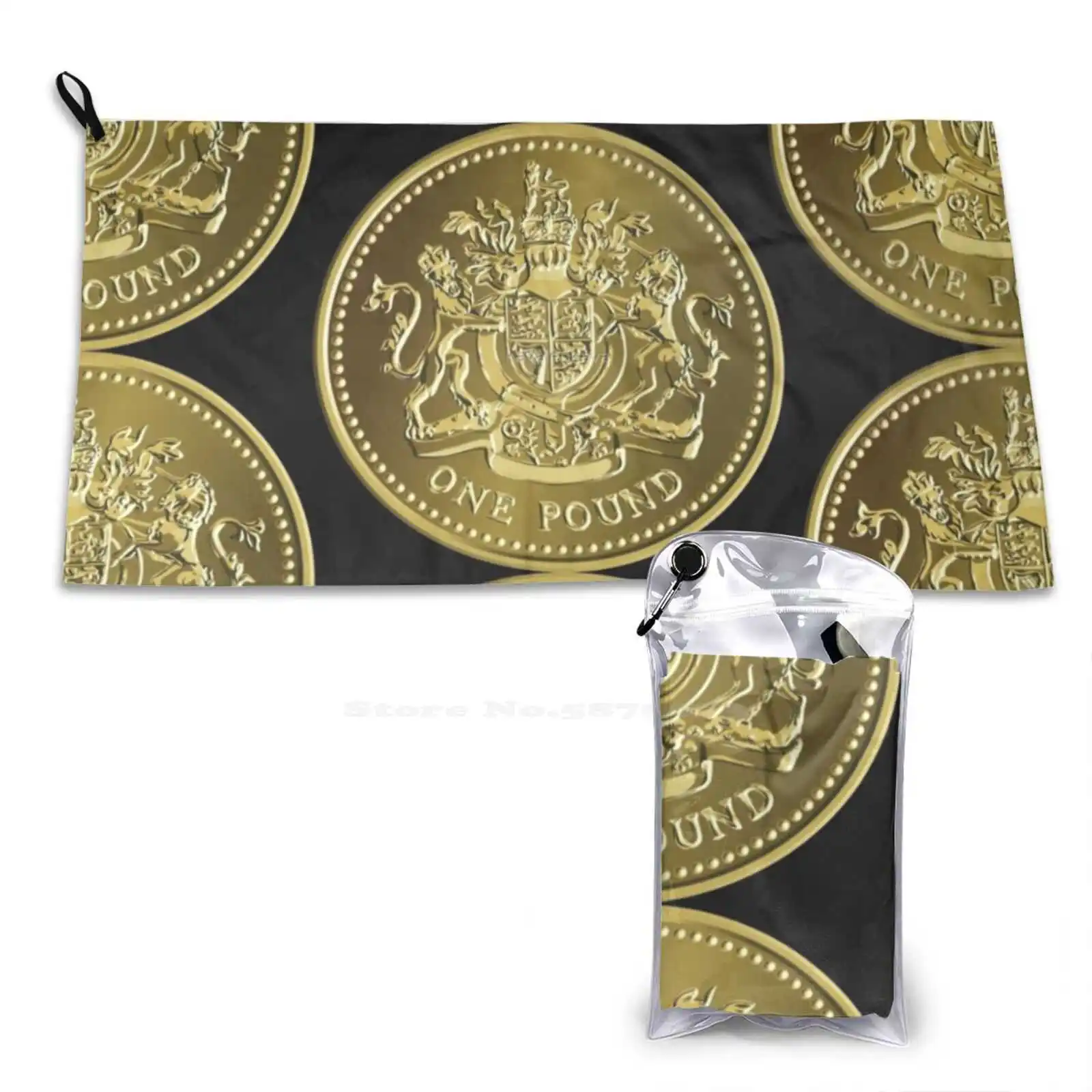 British Money Gold Coin One Pound Custom Soft Bathroom Towels Home Outdoor Money Coins Gold Empire Britain England Uk English