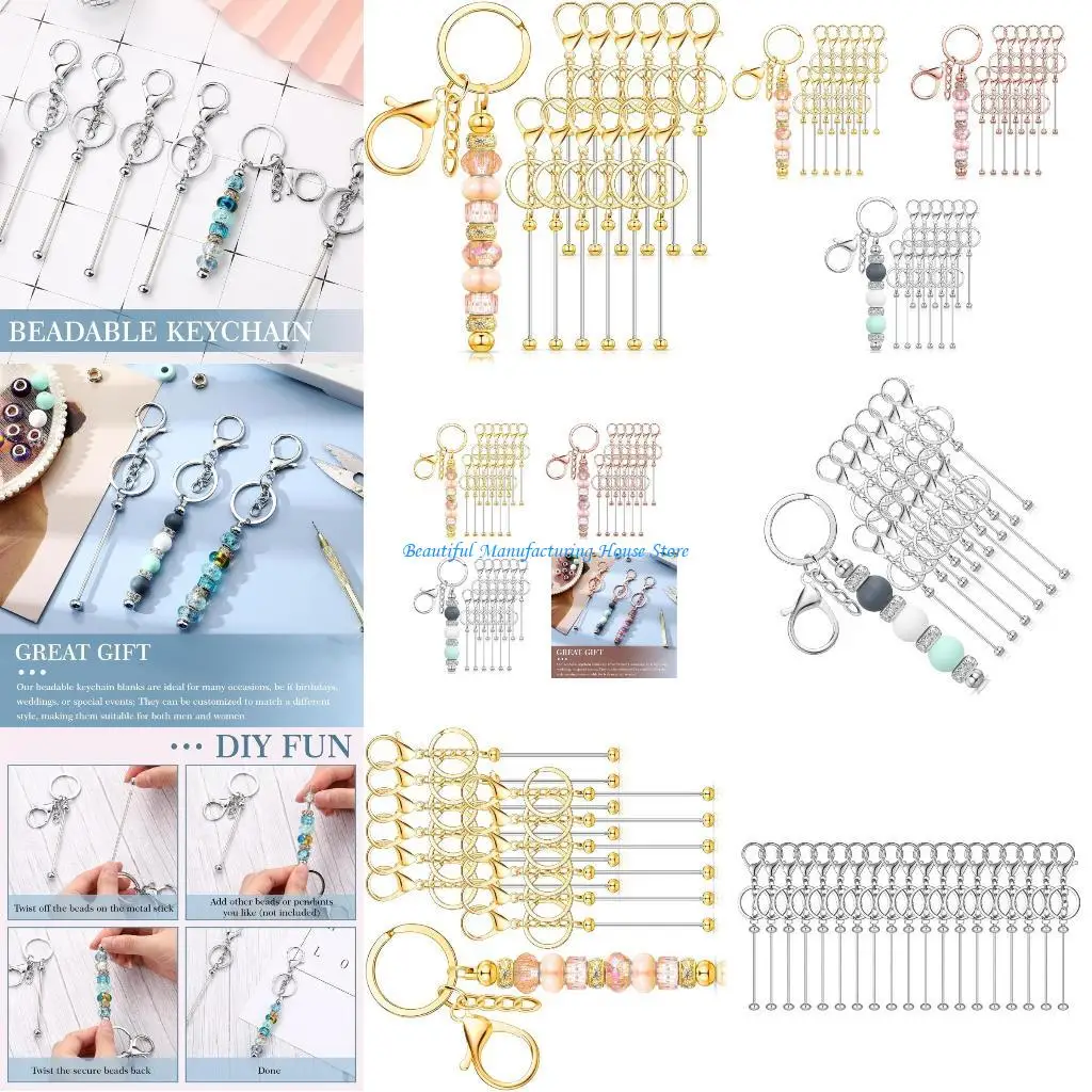 

E56A Beaded Keychain Stylish Keyrings Ornament Handmade Jewelry Supplies