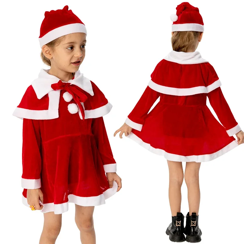 FC6Santa Claus Costume For Baby Girl  Girls Santa Outfit With White Furry Trim Warmth  Soft Skin-Friendly Perfect for  Cosp@FC8！