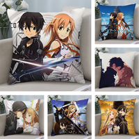 S-Sword Art O-Online SAO Pillow Case Short Plush Pillow Covers Sofa Decorative Gift Home Double-sided Printing Cushion Cover