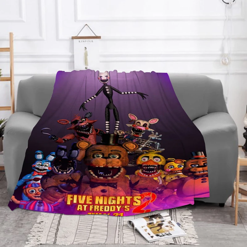 Game Five N-Nights At F-Freddys Blanket for Sofa Blankets Plush Furry Microfiber Bedding Bedspread on the Bed Throw Knee Throws