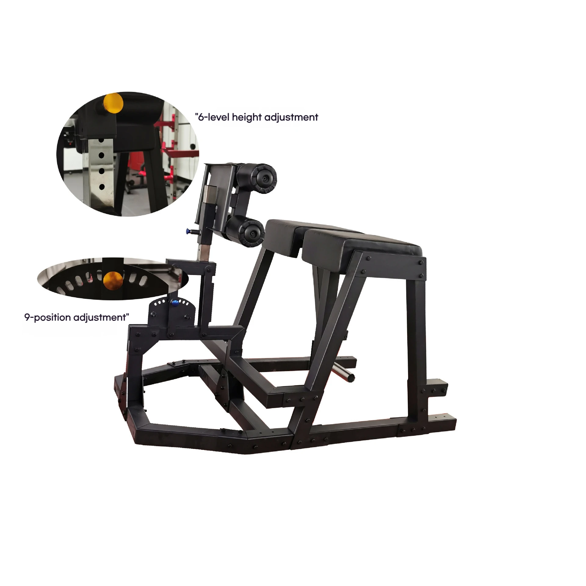 Adjustable Metal Roman Chair Reverse Hyperextension Glute Ham Developer Trainer for Body Building with Leg Lifts and Leg Curlspr