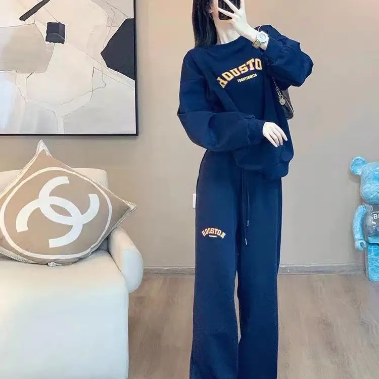 

plus Size American Retro Sweatirt Sports Set Women Spring Autumn 2025 Loose Casual Two Piece Couple Fat MM