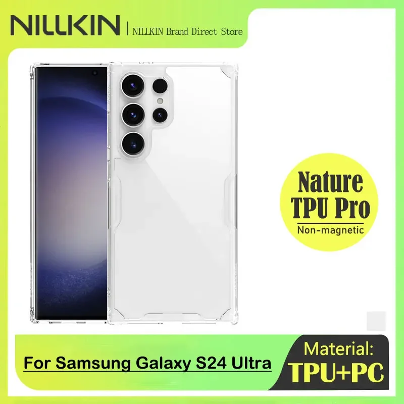 Nillkin-Transparent TPU Frame Protection Case for Samsung Galaxy S24 Ultra, Clear Back Cover, Nature Pro