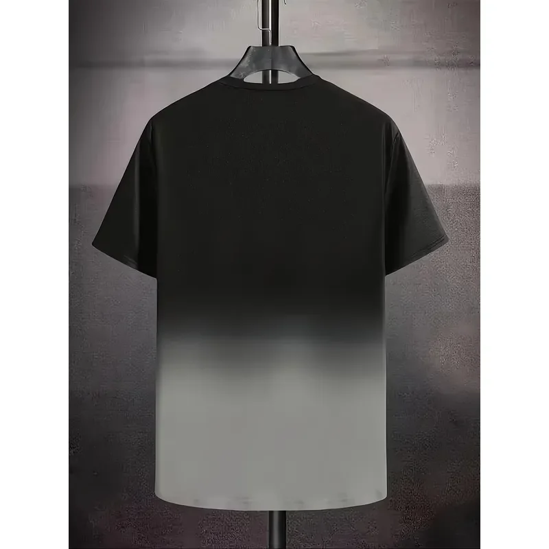 2026 Men T Shirt 3D Digital Print Gradient Color Letter WHATEVER Crew Neck Short Sleeve Tee Casual Comfy Summer Daily Wear