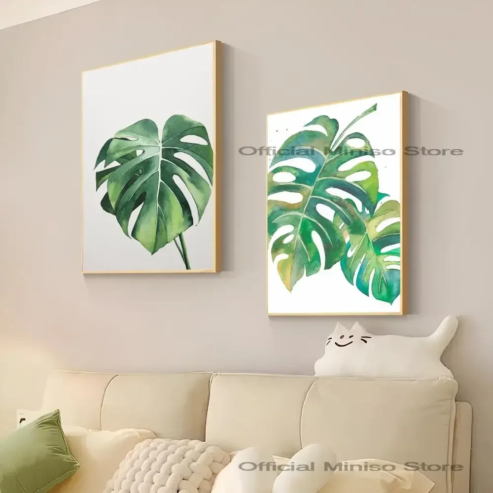 1 pz pianta verde Monstera Aloe foglia di palma Poster autoadesivo arte impermeabile carta adesiva Coffee House Bar Room Wall Decor