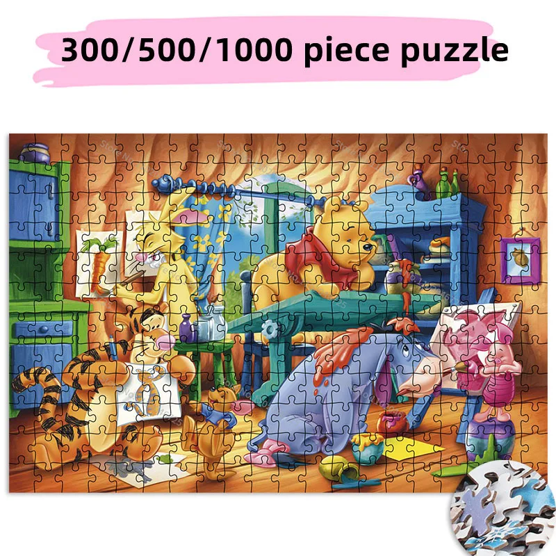 300 500 1000 Pieces Disney Cartoon Winnie The Pooh Puzzle Educational Toys Creative Birthday Gift Kids Adult Collection Hobby