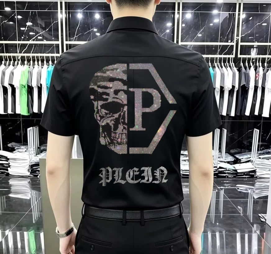 2026 New Men's Designer Brand Rhinestone-Embellished High-Quality Men Shirts European-American Style Casual Shirt