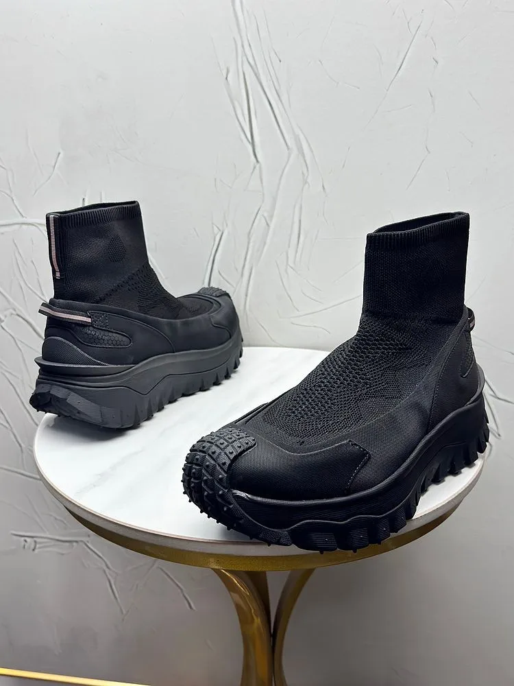 New Summer Fashion Men Breathable Casual Slip-On Thick Platform Mesh Spliced PU Round Toe Male Outside Joggers Sneakers Trainers