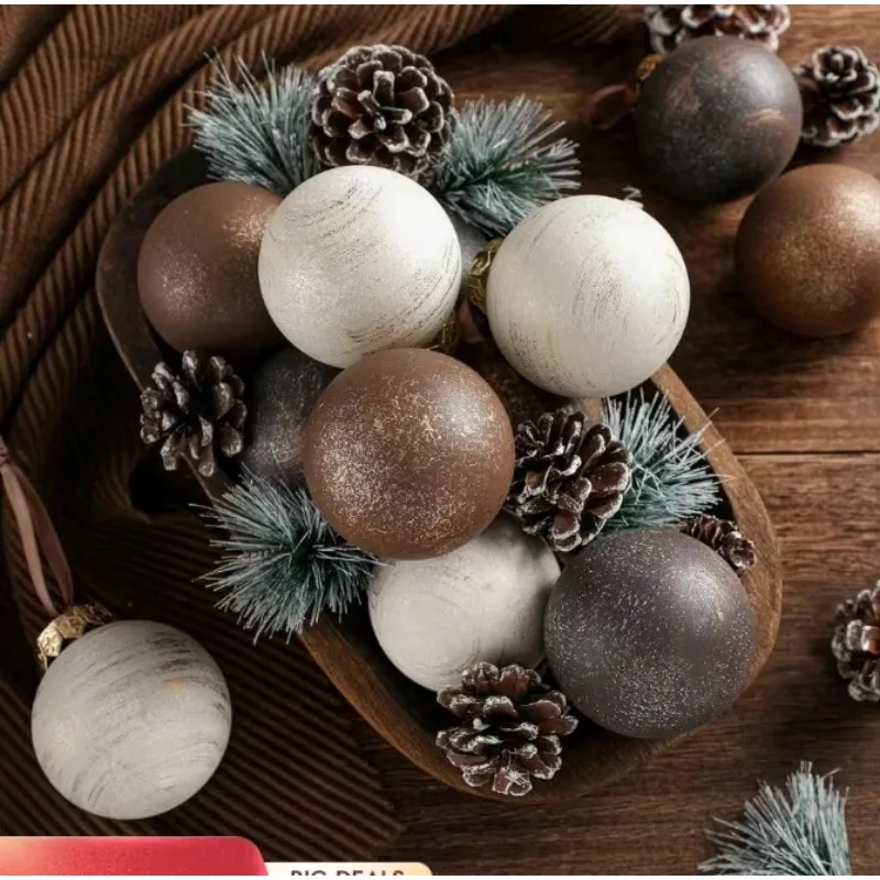 

Пластиковые елочные шары в современном ретро-стиле, украшения для елки в деревенском стиле, медные новогодние украшения