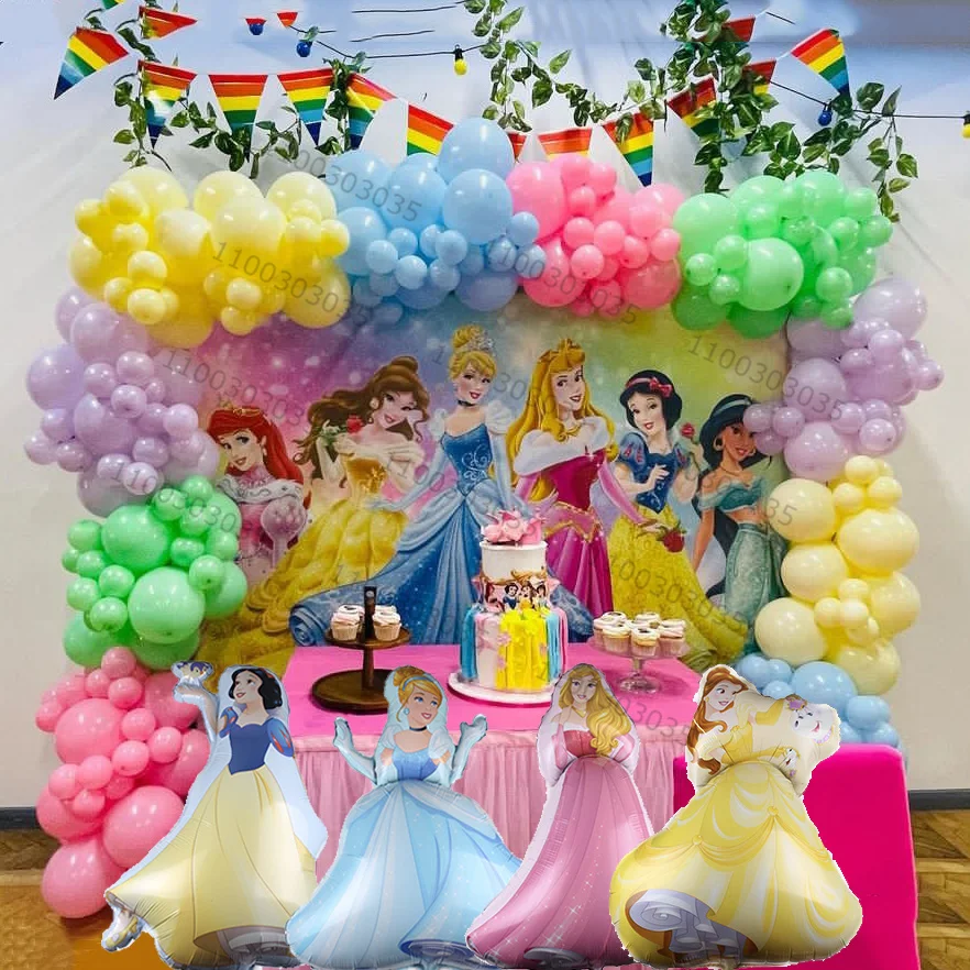 

205pcs Princess Snow White Balloons Arch Garland Kit 32inch Rose Gold Number Aluminium Foil Balloons Girls Birthday Baby Shower