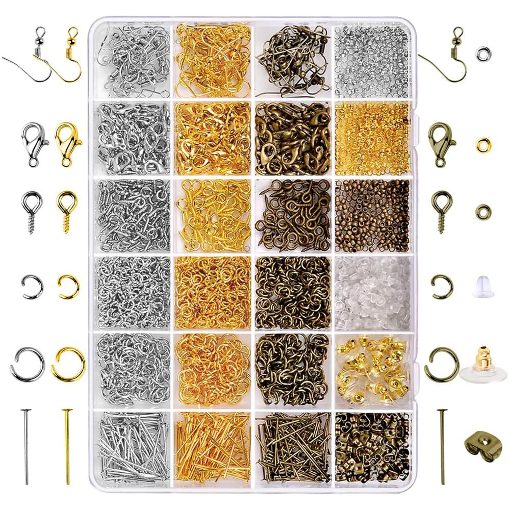 

2880 Pcs Jewelry Making Findings Supplies Kit Open Jump Rings Lobster Clasps Crimp Beads Screw Eye Pins Head Pins Earing Hooks