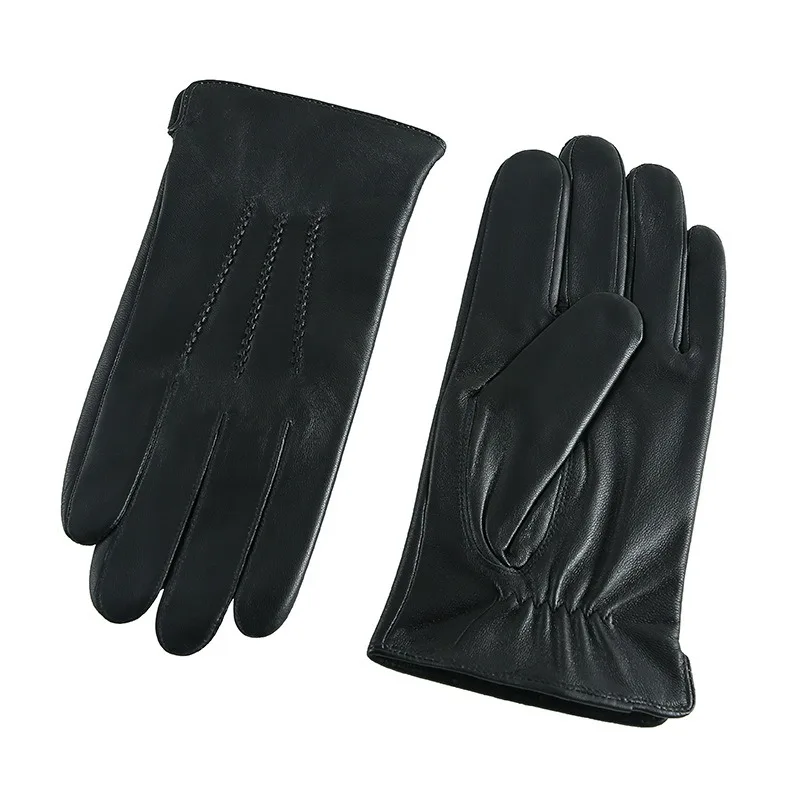 Men's Sheepskin Gloves Wool Inner Winter Warmth Velvet Windproof Leather Russian Winter Christmas Warmth
