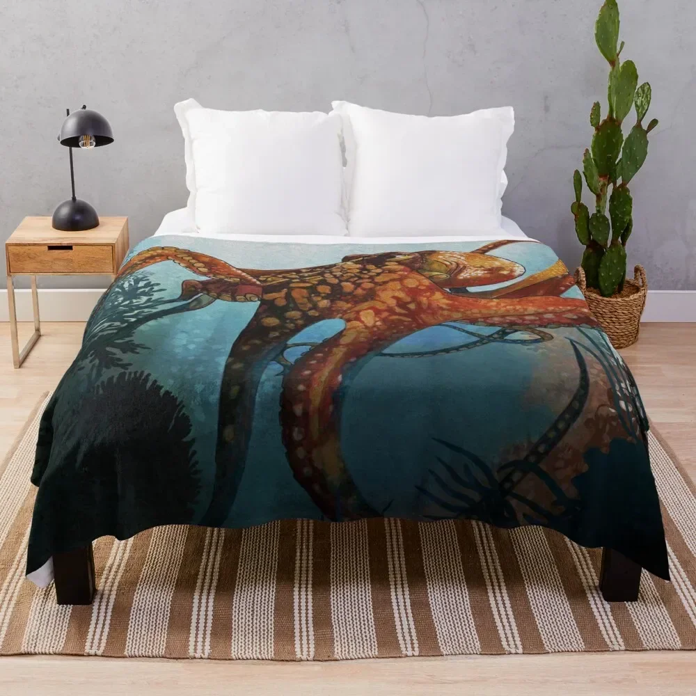 

Octopus in the Coral Reef Throw Blanket For Decorative Sofa Thermals For Travel Blankets