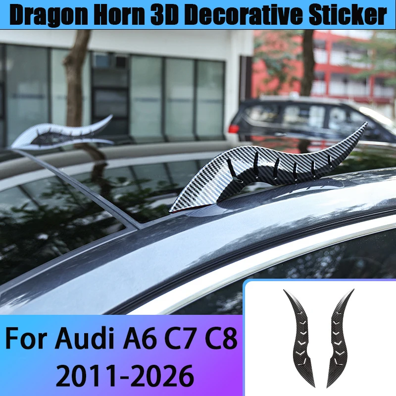 For Audi A6 C7 C8 2011-2026 2PCS Car Roof 3D Dragon Horn Decoration High-Strength Stickers Auto Exterior Styling 2012 2013 2025