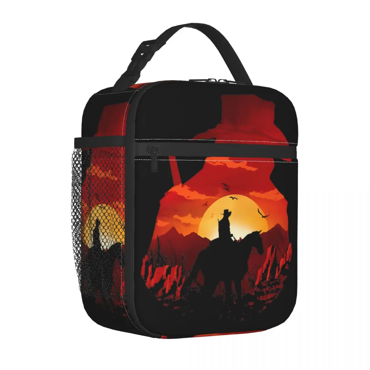 

Red-Logo Insulated Lunch Bag Cooler Bag ReusableLunch Container Redemptions Cowboy Leakproof Tote Lunch Box Girl Boy Picnic